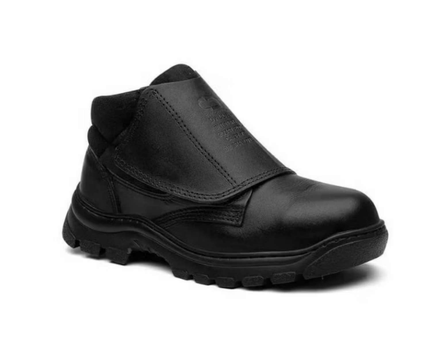 Botina de Couro Vaqueta Velcro Preta